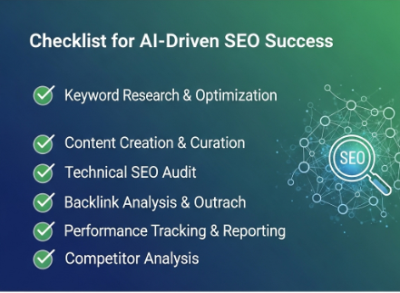 Checklist for AI-Driven SEO Success

✅ Use AI tools for keyword + content research
✅ Optimize for semantic keywords & clusters
✅ Implement schema markup
✅ Improve Core Web Vitals
✅ Monitor Google updates
✅ Refresh content regularly
✅ Keep human oversight for E-E-A-T